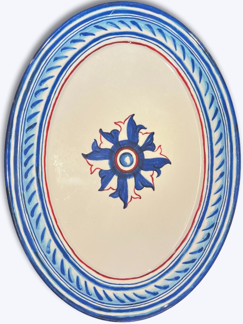 Williams Sonoma Sicily Blue Star Bastille Melamine Oval Serving Platter 17 x 13